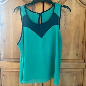 Aqua and dark blue mesh blouse